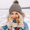 Beanies with Pom Slouchy Knit Cuffed Caps